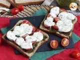 Recette Bruschetta au pesto, tomates cerises et fromage mozzarella